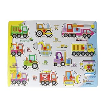 Tootpado Vehicle Board for Kids Learning Educational Boards Tray with Knobs Wooden Toys -(1TNG587)
