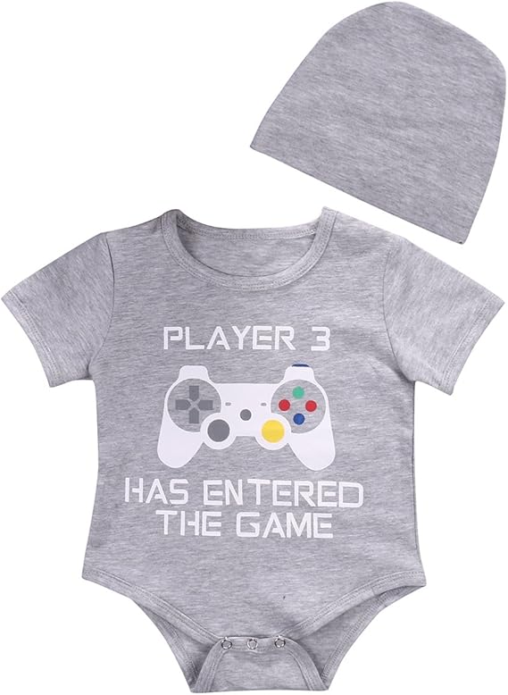 Amazon Co Jp Sylvamorning ゲーム ベビー カバーオール 女の子 男の子 ロンパース 半袖 赤ちゃん 帽子 2点セット 新生児 カバーオール 夏 6ヶ月 3歳設定 70 80 90 100 服 ファッション小物