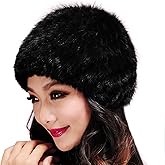 Women's Fur Hat Genuine Mink Fur Hat Knitted Beanie Hat Furry Winter Hat Warm Soft Snow Fur Hat for Women Winter Real Fur