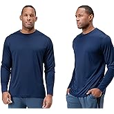 DEVOPS 2 Pack Men's Sun Protection Quick Dry Long Sleeve Rash Guard Fishing Running Garden Cycling Garage Homewear Shirt
