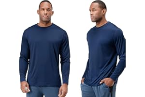 DEVOPS 2 Pack Men's Sun Protection Shirts UV SPF UPF 50+ Long Sleeve Rash Guard Fishing Running Quick Dry Lightweight