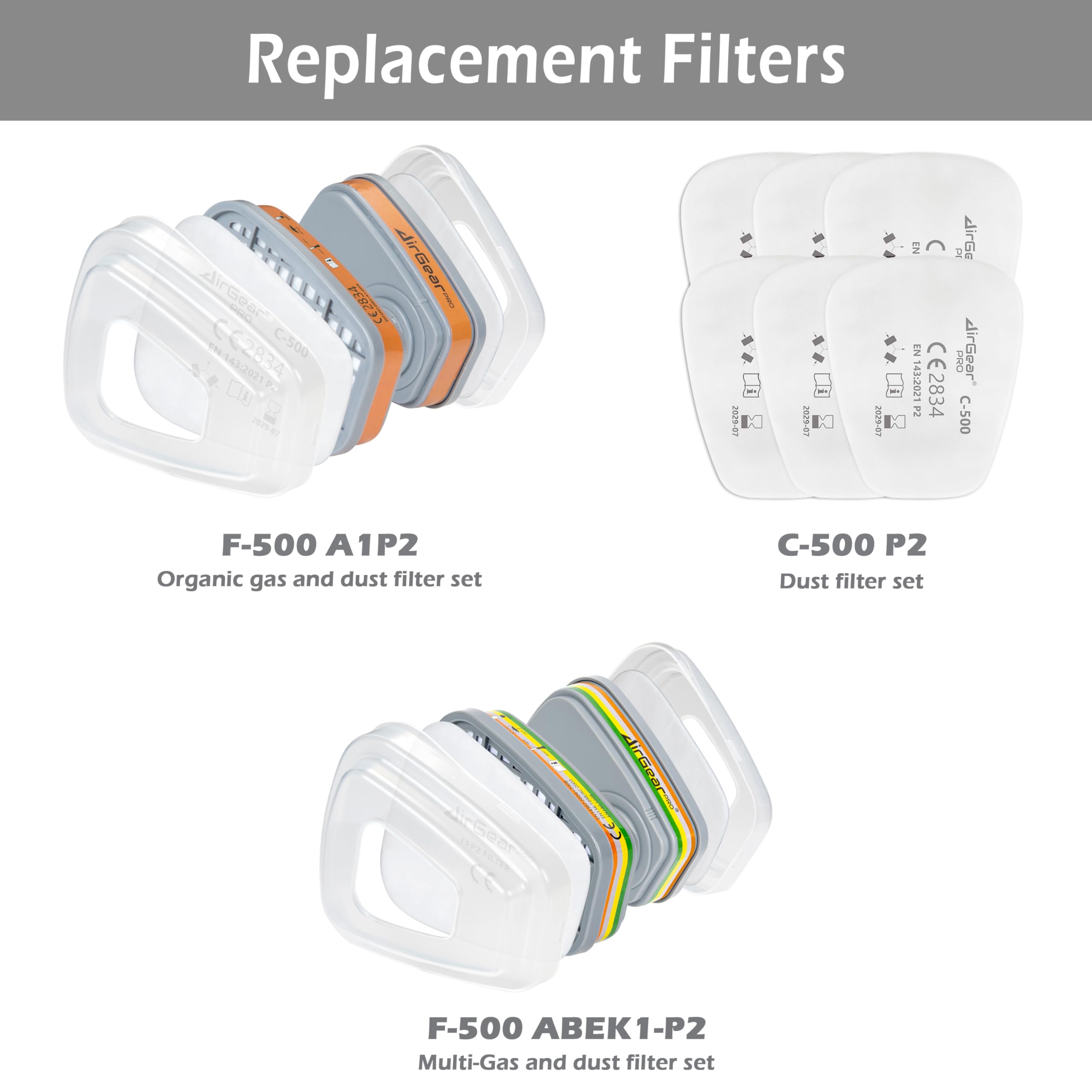 Mua AirGearPro M-500 Reusable Respirator Mask with A1P2 Filters Anti-Dust Gas mask Ideal for Spray painting, Sanding, construction, Chemical, DIY trên Amazon Anh chính hãng 2026
