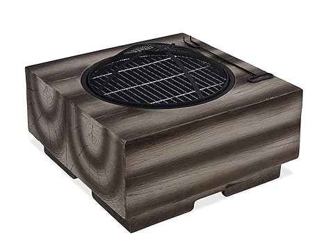 Fineway Mgo Wood Effect Fire Pit Firepit Bbq Grill Brazier Stove