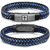 VNOX Men's Inspirational Mantra Engarved Handmade Braided Leather Adjustable Cuff Bangle Bracelet Encouragement Motivational Gift for Men