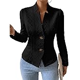 Mina Self 2026 Spring Women's Jacquard Sweater Blazer Jacket - Knit Slim Stand Collar V-Neck Full-Lined Petite Work Coat