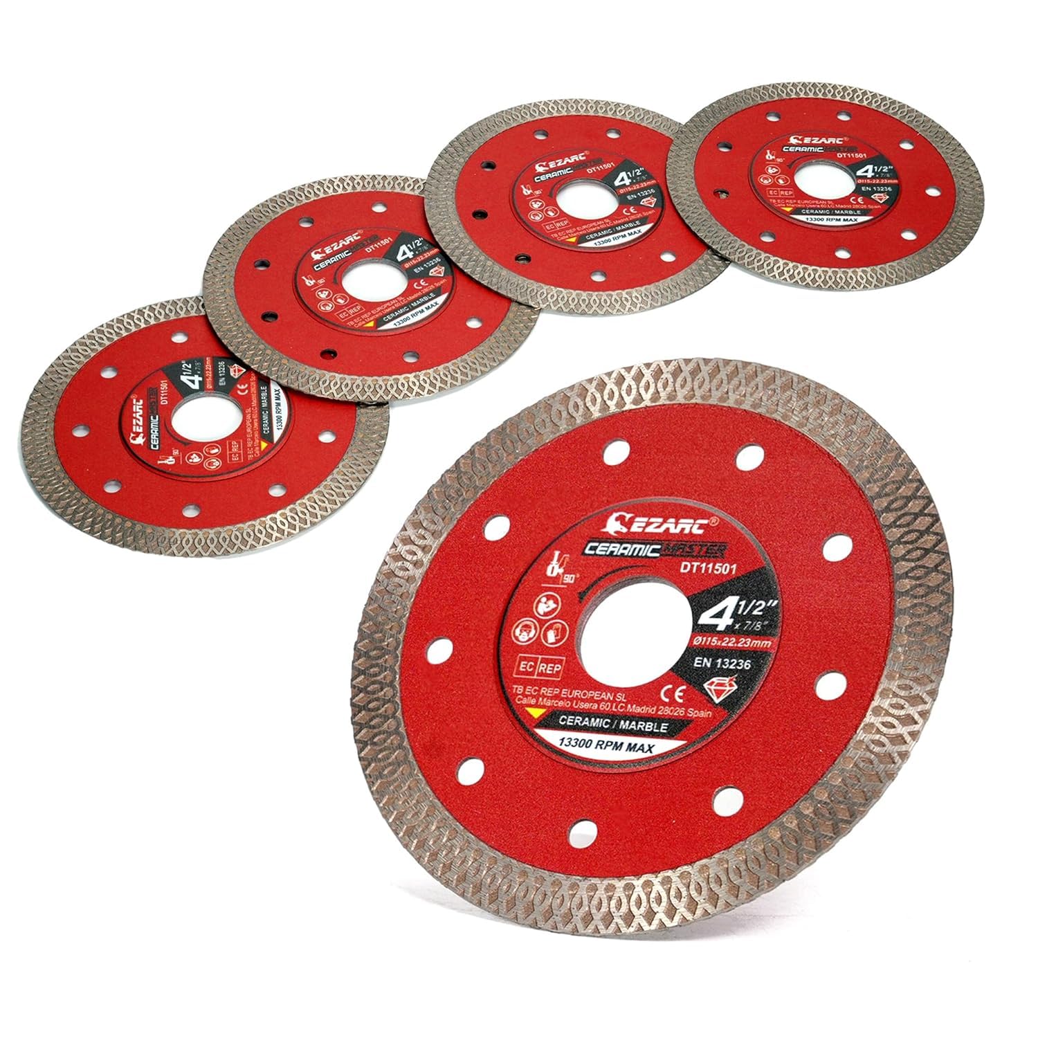 EZARC 115mm Diamond Cutting Disc, Super Thin Diamond Cutting Disc for Cutting Marble, Granite, Porcelain, Ceramic, Brick(5-Pack)