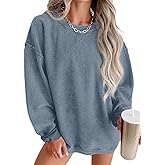 ONLYSTORY Womens Sweatshirts Casual Cored Corduroy Pullover Tops Oversized Long Sleeve Crewneck Shirts