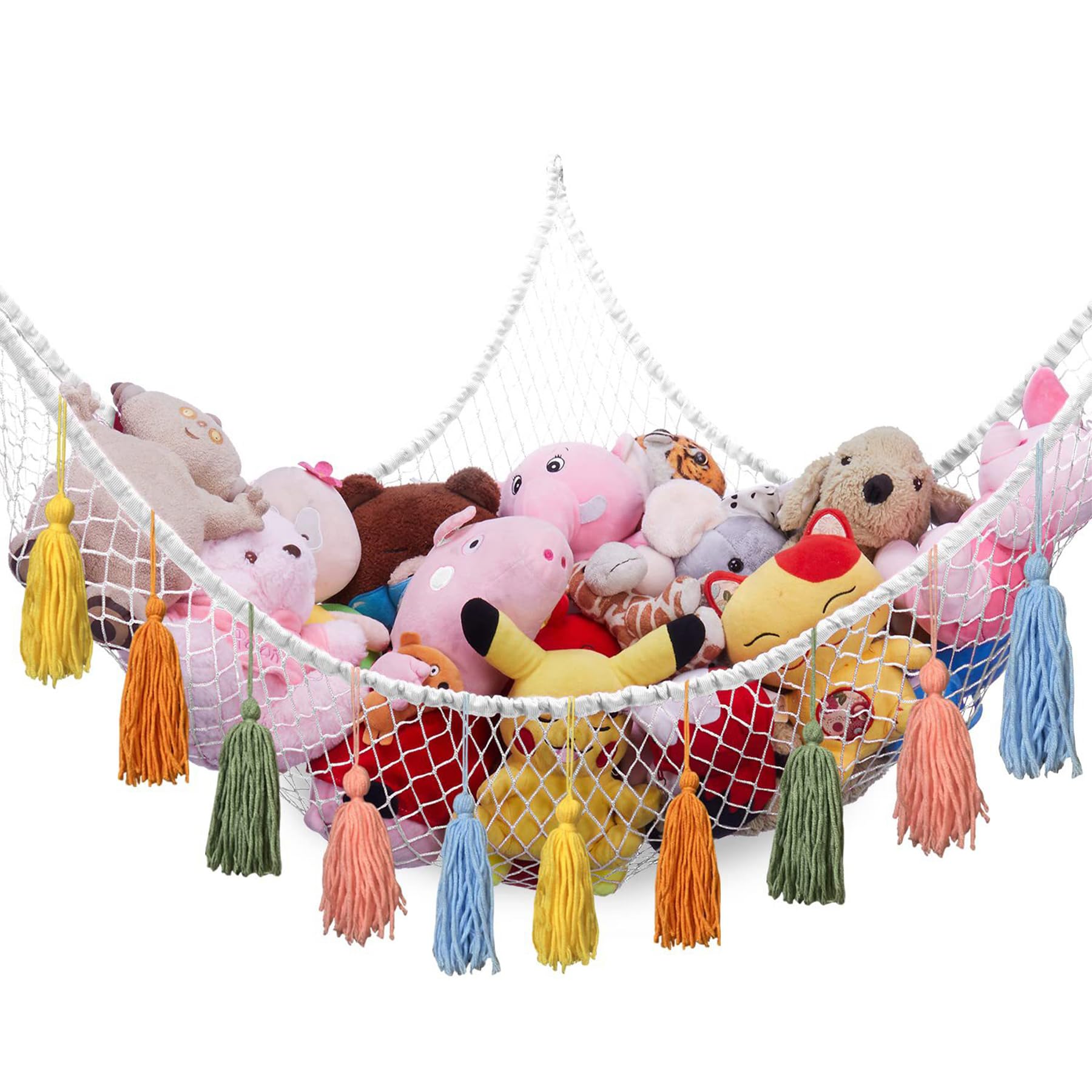 Teddy Hammock - 180X120X120CM Toy Storage, Toy Hammock for Stuffed Animals,Soft Toy Storage,Cuddly Toy Storage,Macrame Wall Hanging Organizer for Kids Room,Macrame Net Corner Toys Net Holder