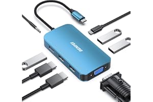 BENFEI USB C Docking Station, 8-in-1 USB C Hub with Triple Display Dual HDMI, VGA, 3*USB 3.0, 100W Power Delivery, 3.5mm AUX 