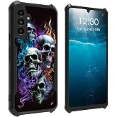 BPQOJB for Samsung Galaxy S25 Case with Fire Skulls Pattern Design Soft TPU Bumper + Acrylic Back Lightweight Shock Protective Phone Case for Samsung Galaxy S25 5G 6.2 inch 2025