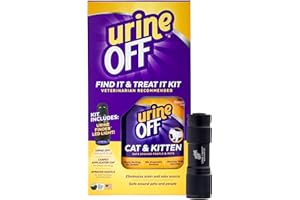 URINEOFF Urine Off Kitten & Cat Pet Stain Remover & LED Urine Finder Light | Fresh Scent Carpet Cleaner | Bio Enzymatic Stain & Urine Odor Eliminator | Pet Safe Cleaner | 16 oz.