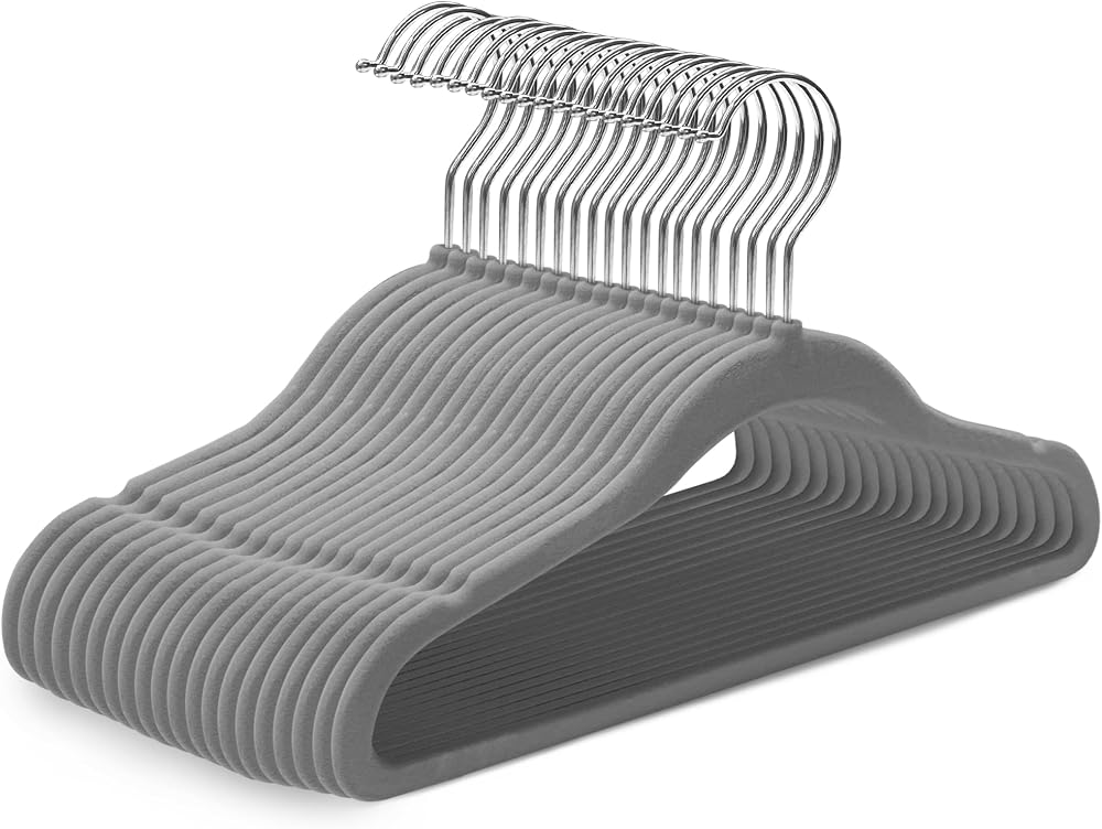 Kidoola 20 Velvet Baby Hangers 0-24 Months Grey Unisex Nursery Clothes Hangers