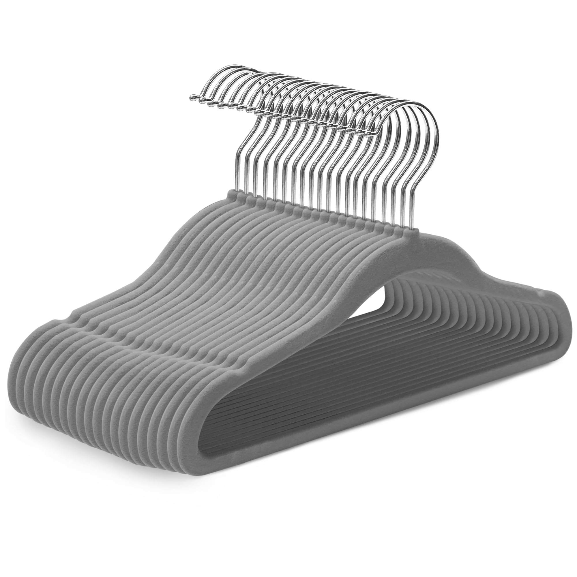 Kidoola 20 Velvet Baby Hangers, Nursery Coat Clothing Hangers for Babies, Infant, Toddlers and Kids, Unisex for Boys or Girls up to 24 Months (Grey)
