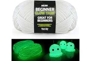 HEJIN 120g Glow in The Dark Yarn for Crocheting and Knitting; 120m(144yds) Yarn for Beginners with Easy-to-See Stitches; Worsted-Weight Medium #4; Yarn for Beginners Crochet Kit Making