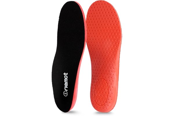 riemot Sports Insoles for Men, High Elasticity PU Shoe Inserts with Arch Support and Heel Cup, Shock Absorbing Insoles for Wa