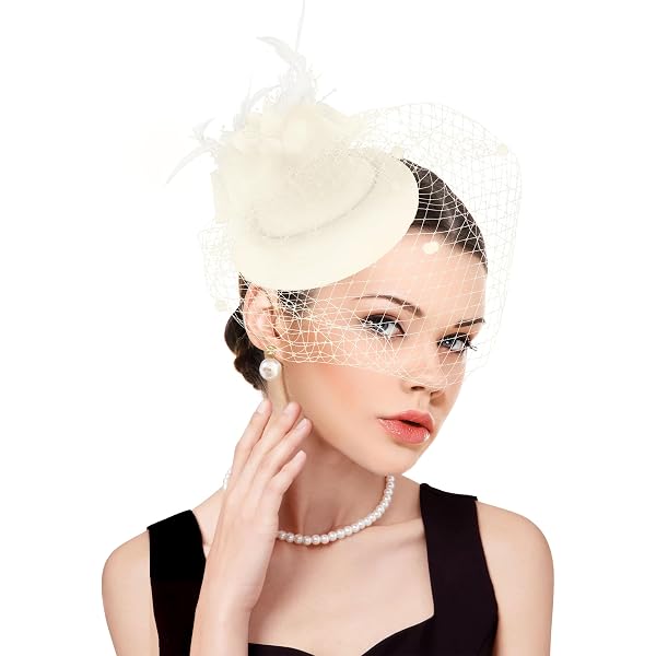 7856 Fascinator Hat Flower Feather Veil Vintage Derby Tea Party Wedding Vintage Tea Party Hat,Kentucky Fascinators Hats For Women  main image 4