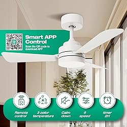 28"Ceiling Fans with Lights, Flush Mount Ceiling