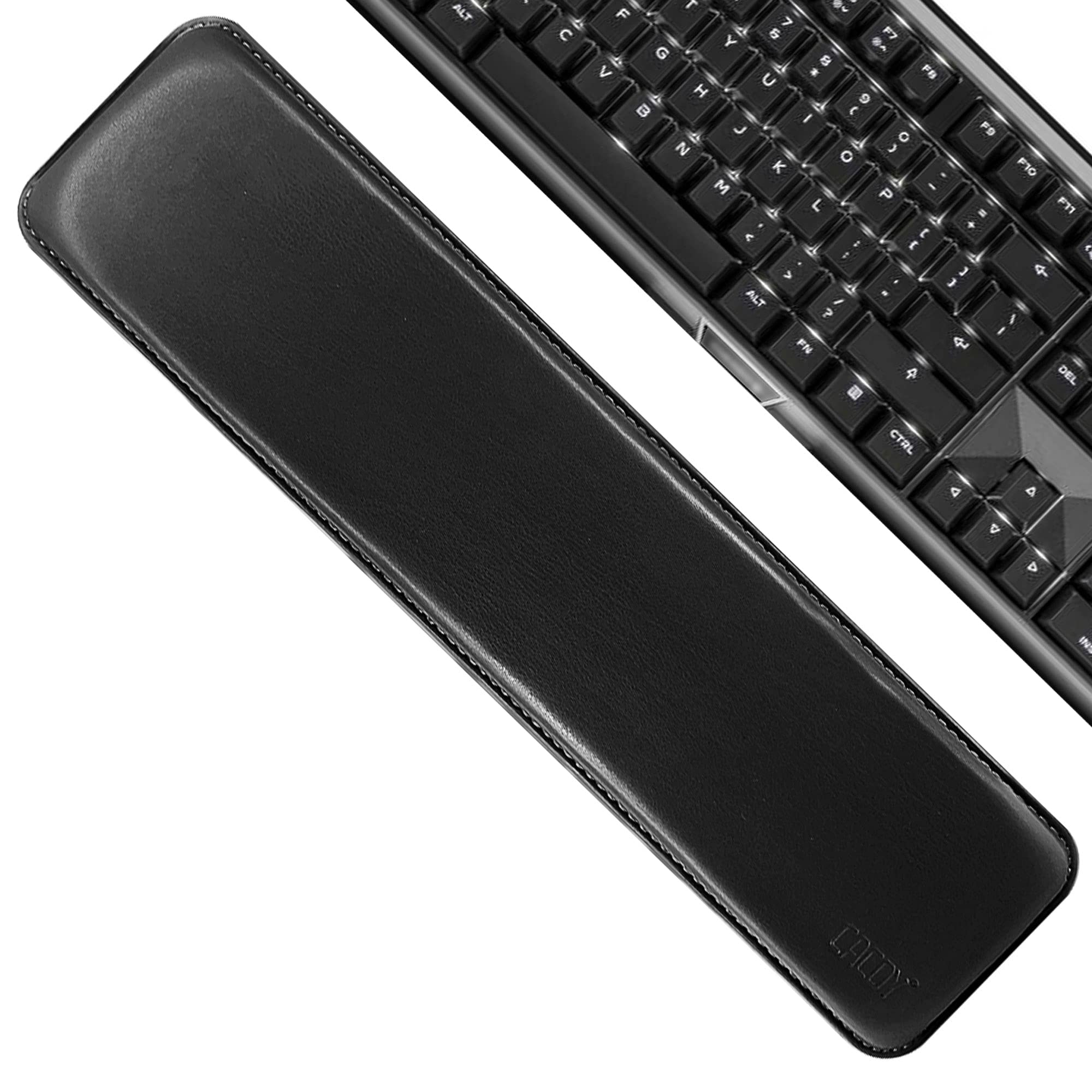 Cacoy Keyboard Wrist Rest Ergonomic Soft PU Leather Wrist Support with Memory Foam-Filled for Office, Computer, Laptops, Keyboard - Black