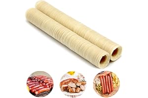 Sausage Casings, 2 Roll 14m/45.9ft Edible Drying Collagen Casing for Sausage Maker, Hot Dog, Smoked Ham Sausage, Handmade Sau