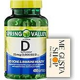 Vitamin D 25mcg, 1,000 IU, 450 Count Softgels Spring Valley + Pill case