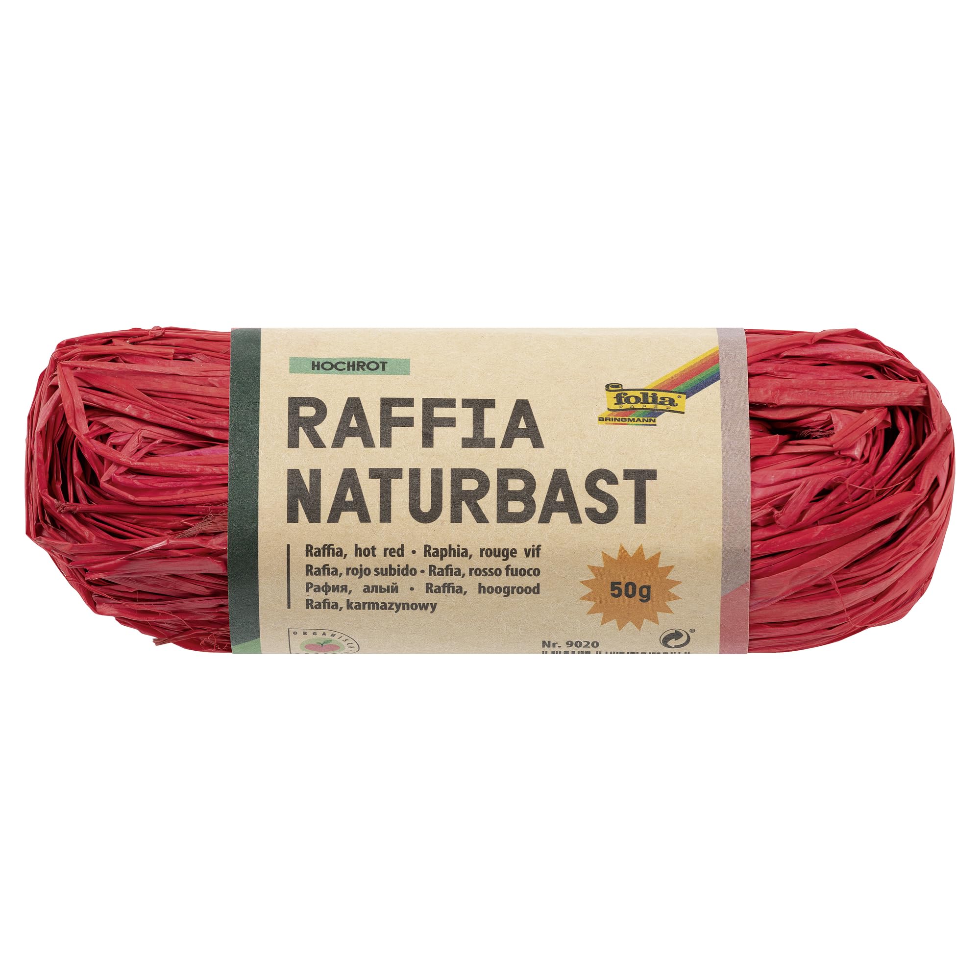 folia 9020 Raffia Natural Raffia 50 g Crimson Red