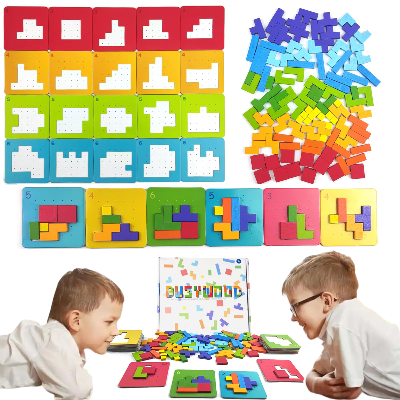 Jastown Wooden Jigsaw Puzzle | Fine Motor Skills Toys | Early Educational Toys | Montessori Toys | Tangram Puzzles For 3 4 5 6 7 8 Year Olds — image 1