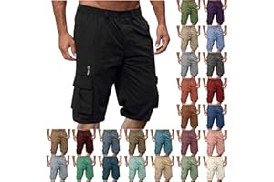 Cargo Shorts for Men Baggy Summer Hiking Bermuda Shorts with Pocket Elastic Waist Workout Casual Short Pant