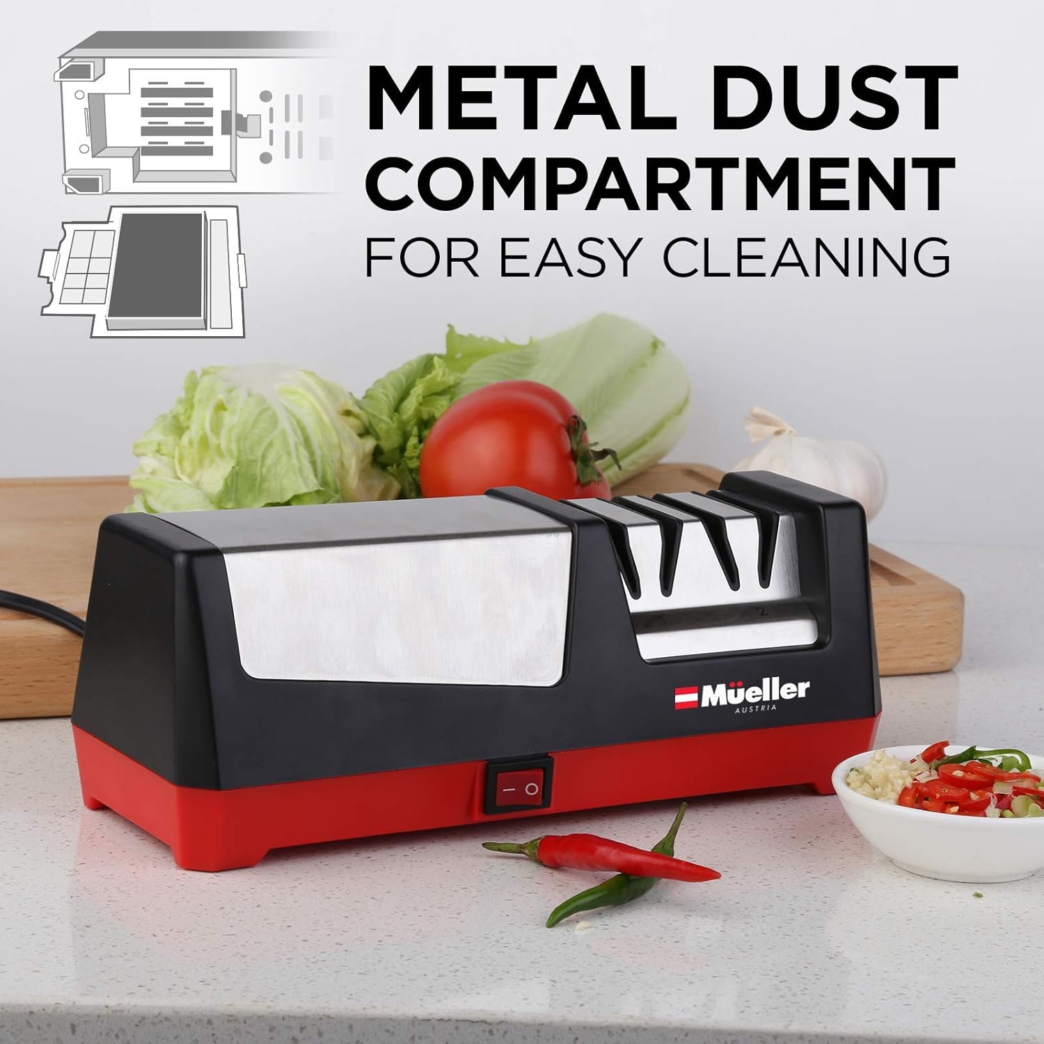 Mueller Professional Electric Knife Sharpener for Straight Knives Diamond Abrasives, Quickly Sharpening, Repair/Restore/Polish Blades: Kitchen & Dining