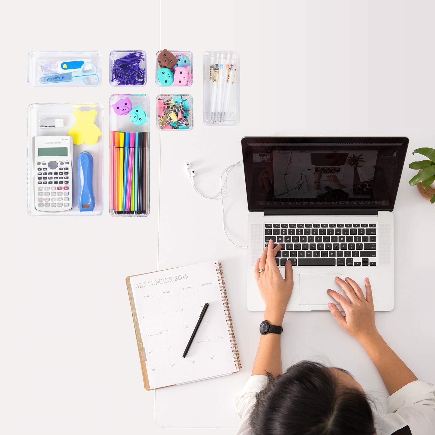 JARLINK 12 Pack Desk Drawer Organizer Trays with 4 Different Sizes, Versatile Clear Drawer Organizers Storage for Bathroom, Makeup, Bedroom, Kitchen, Office Supplies, Craft: Home & Kitchen