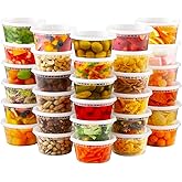 AOZITA 32 Sets 12 oz Plastic Deli Food Containers With Lids, Airtight Food Storage Containers, Freezer/Dishwasher/Microwave Safe, Soup Containers For Takeout Meal Prep Storage