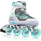 LEVYTEMP Adjustable Inline Skates for Kids and Adults, Outdoor Beginner Roller Skates with All Light Up Wheels for Girls, Boys, Men and Women