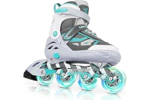 LEVYTEMP Adjustable Inline Skates for Kids and Adults, Outdoor Beginner Roller Skates with All Light Up Wheels for Girls, Boys, Men and Women