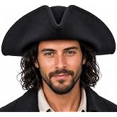 HOMELEX Pirate Tricorn Hat for Adults Halloween Costume | Adult pirate tricorn hat in black, brown, or gold for Halloween, colonial costumes, parties, stage, and photos.