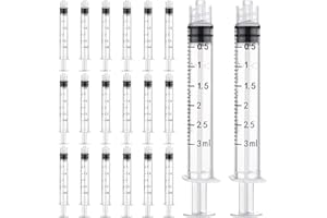 OLCANA 30pcs 3ml Luer Lock Syringe Plastic 3ml Syringes with Luer Lock Tip, Individually Sterile Sealed, No Needle for Epoxy 