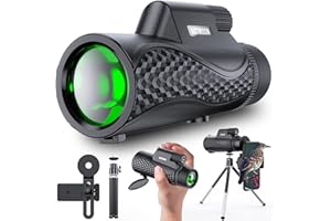 OUTMOON Monoculars Telescope for Smartphone with Phone Adapter 80X100 HD Monocular Tripod Waterproof Long Range Skyscope High Power Scope for Bird Watching Hunting Travel Hiking Adult (Black2)