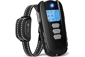 WUJ Dog Shock Collar - Dog Training Collar with Remote, IPX7 Waterproof Rechargeable E Collar for All Breeds Flashlight Beep Vibration Shock (1-99) Perfect for Small Medium Large Dogs (10-150lbs)