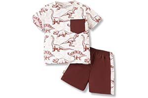 Klyatpxoen 2-7 T Toddler Baby Boy Outfits Shorts Sleeve Summer Beach Cocos T Shirts + Shorts Clothing Set