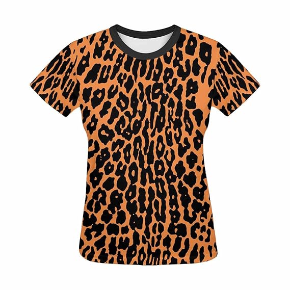Bright orange t-shirt with leopard dost