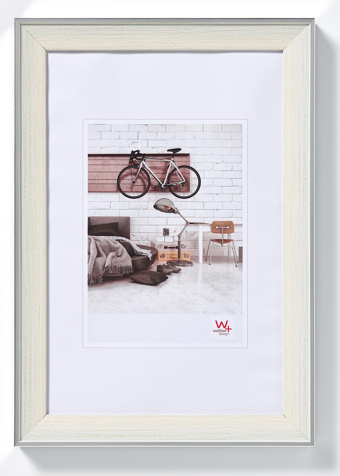 walther design Picture Frame Cream 15 x 20 cm with Silver Outer Edge, Bohemian Design Frame EN520C