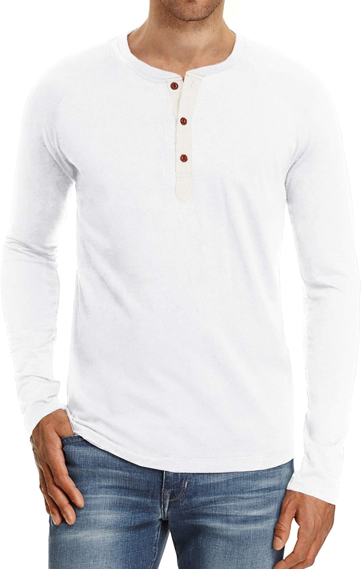 Mens Fashion Casual Front Placket Basic Long/Short Sleeve Henley T-Shirts