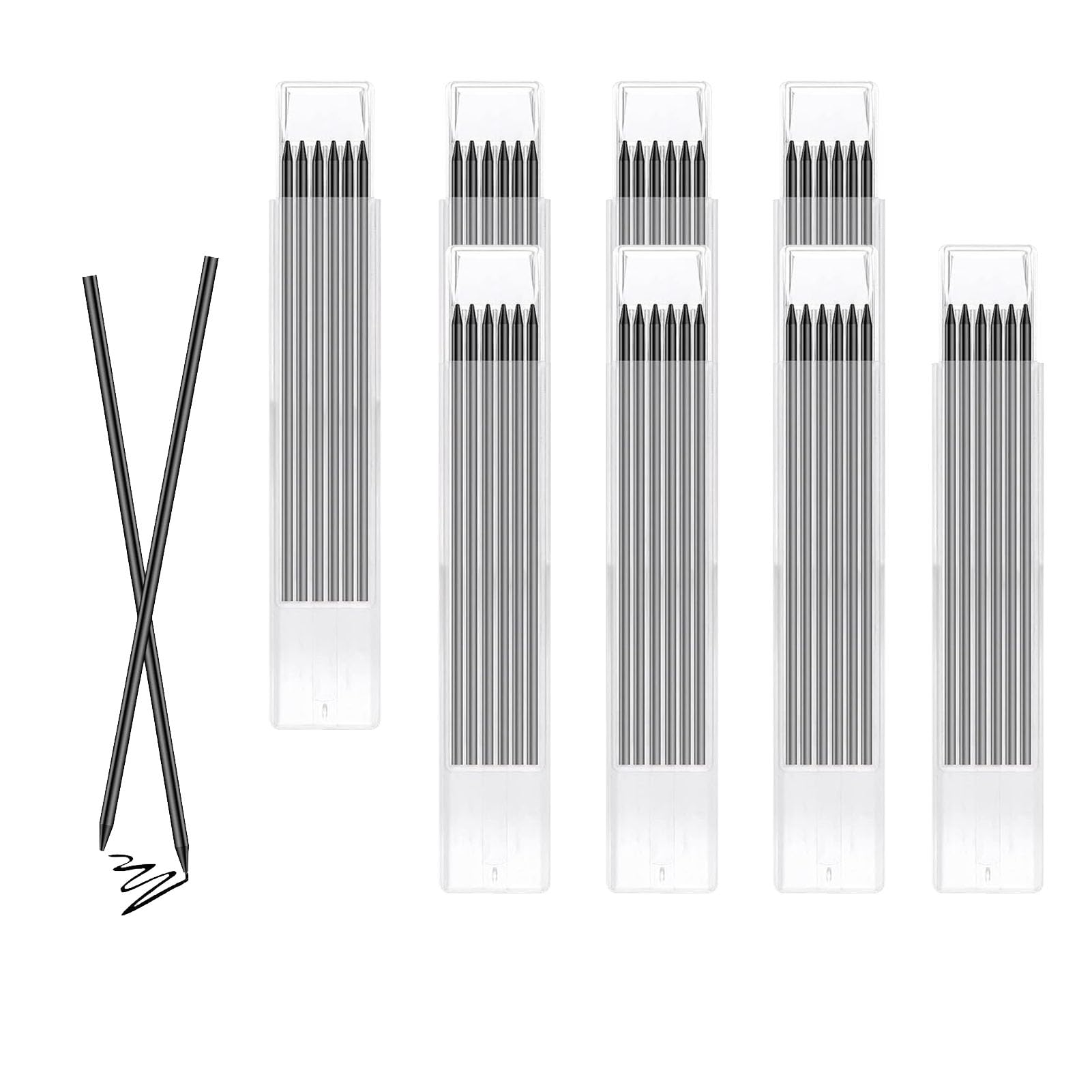 DuDuZui 48Pcs Pencil Refills, 2.8mm Pencil Refill Fit for Tracer/Pica Pencils, Deep Hole Marker, Solid Waterproof Graphite Lead Refills for Architect, Woodwork & Building
