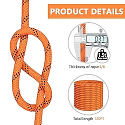 X XBEN Braided Polyester Arborist Rope 3/8 inch X