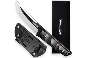 OERLA WS-0018 Fixed Blade Knife 7.76 Inches Full-Tang 420HC Steel Tactical Style Outdoor Camping Knife with G10 Handle and Kydex Sheath