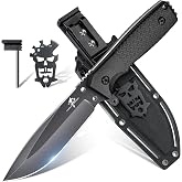 Purple Dragon Tactical Fixed Blade Knife with Kydex Sheath | Outdoor Camping Knife with Black Ergonomic Handle, Survival Knife, Gifts for Men