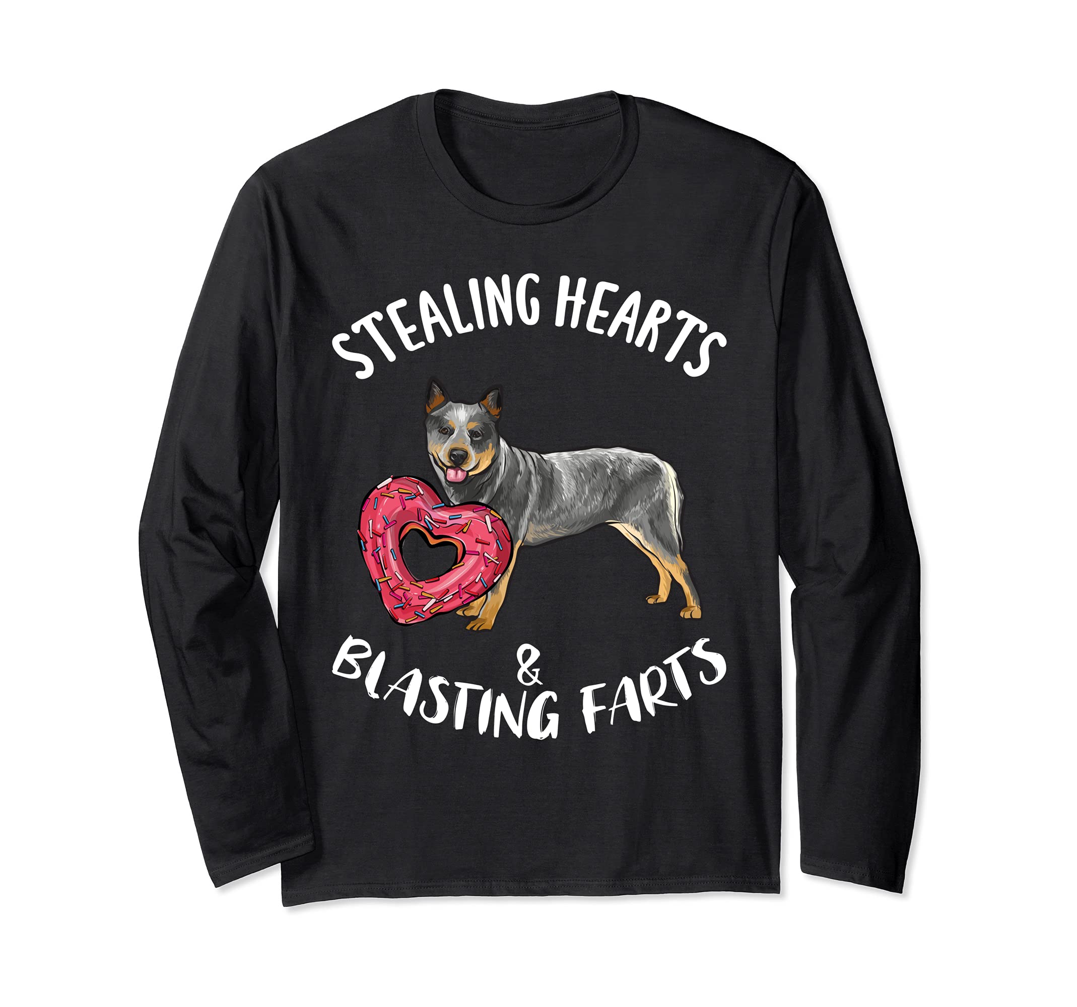 Stealing Heart Blasting Fart Australian Cattle Dog Valentine Long Sleeve T-Shirt