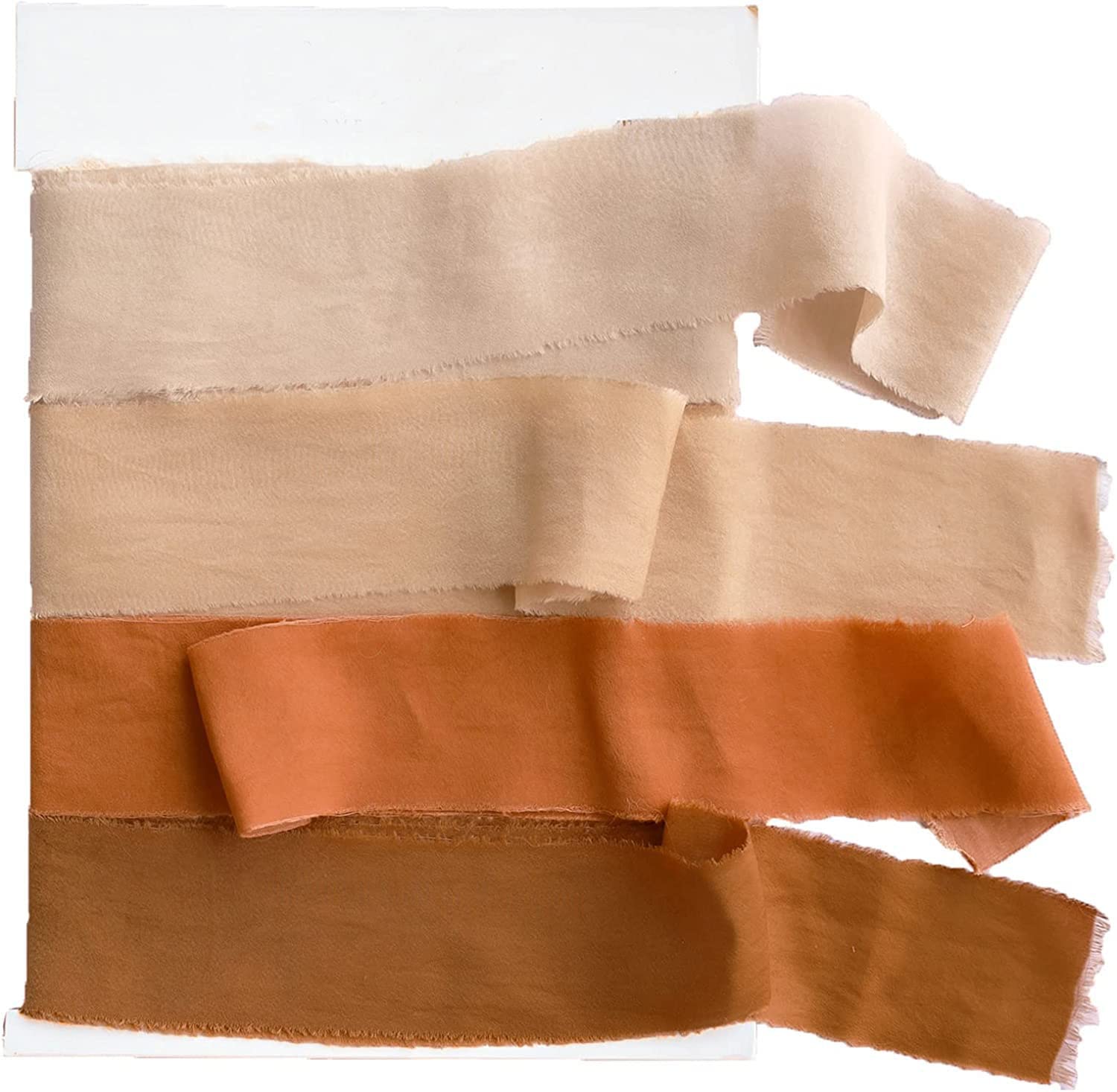 Dloapesy Handmade 1.5" Chiffon Silk-Like Ribbon Swatch Chart Vintage Frayed Edges Ribbon for Wedding Invitations Bouquets Gift Wrapping Decorations, Boho Terracotta (Cozy Terracotta, Silk Chiffon)