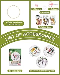 Santune 3 Sets Embroidery kit for Beginners Adults