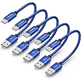 CLEEFUN Short USB C Cable 1FT, 5-Pack USB A to USB C Cable Fast Charging, Type C Cable Braided Charger Cord for iPhone 16 15