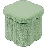 B FSOBEIIALEO Storage Ottoman Cube, Flowers Shaped Ottomans with Storage Foot Stool Footrest for Lving Room, Boucle Ottoman Seat for Dorm Room,Faux Teddy Fur, Green 12.6"x12.6"x12.6"