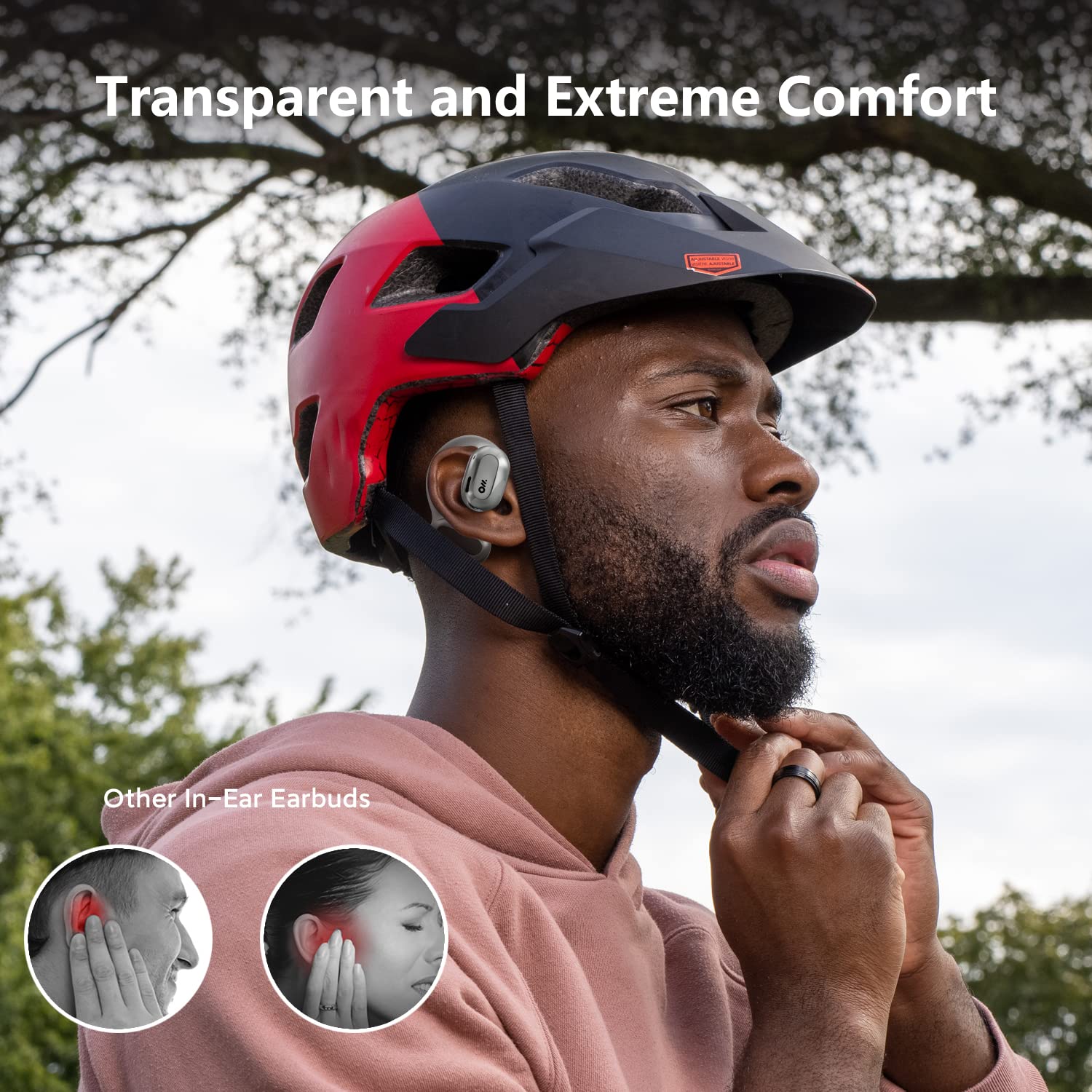 Oladance OWS1 Open Ear Headphones, Wireless Bluetooth 5.2 Headphones Air Conduction, Up to 16 Hours Battery Life with Carry Case, High Sound Quality with Dual 16.5mm Drivers Space Silver